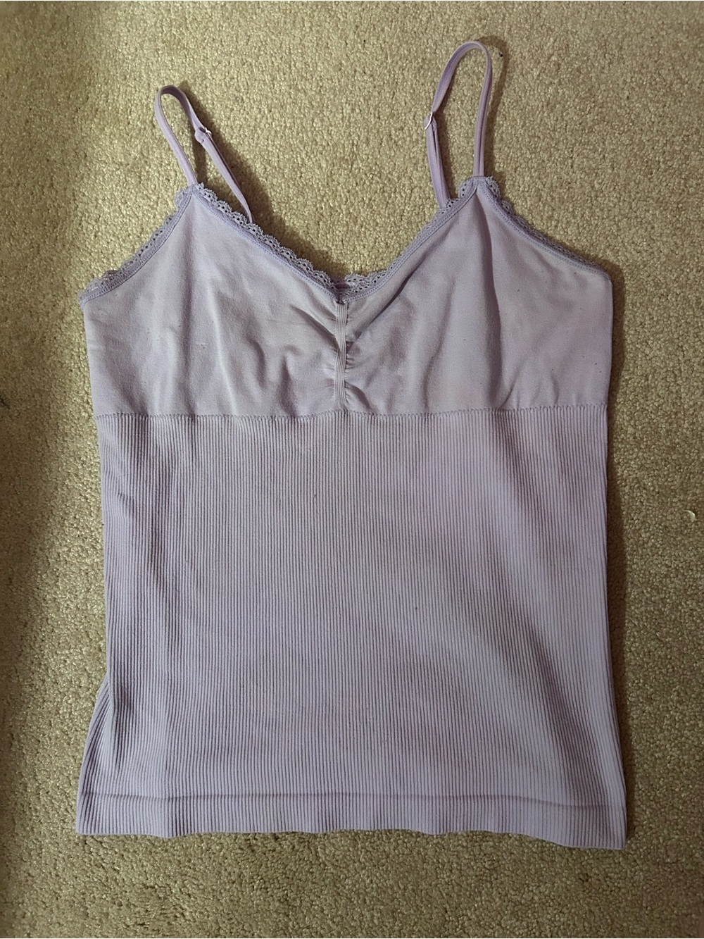 Vintage No Boundaries Lilac Lace-Trim Ribbed Camisole - Women's